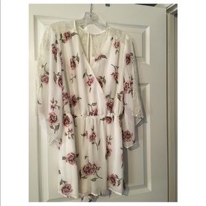 White romper with rose pink flowers